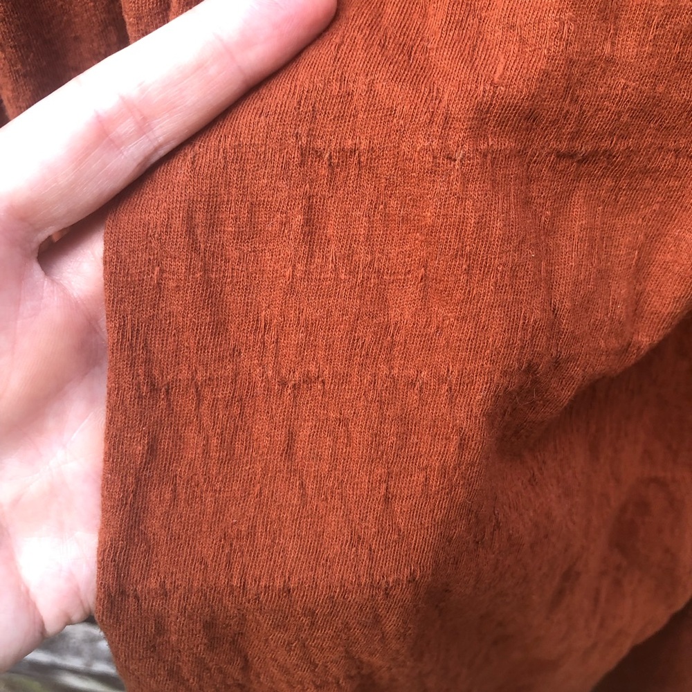 FP Beach Celia Mini Dress Size L Brown Rust Long Dolman Sleeves Gauzy Pockets - Picture 7 of 16